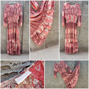 CHAUDRY Red Paisley Boho Goddess Maxi Dress‎